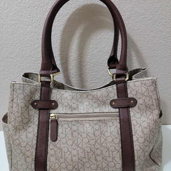 Calvin Klein Logo Jacquard Tote Bag • Brown • Gold Hardware - Picture 5 of 16